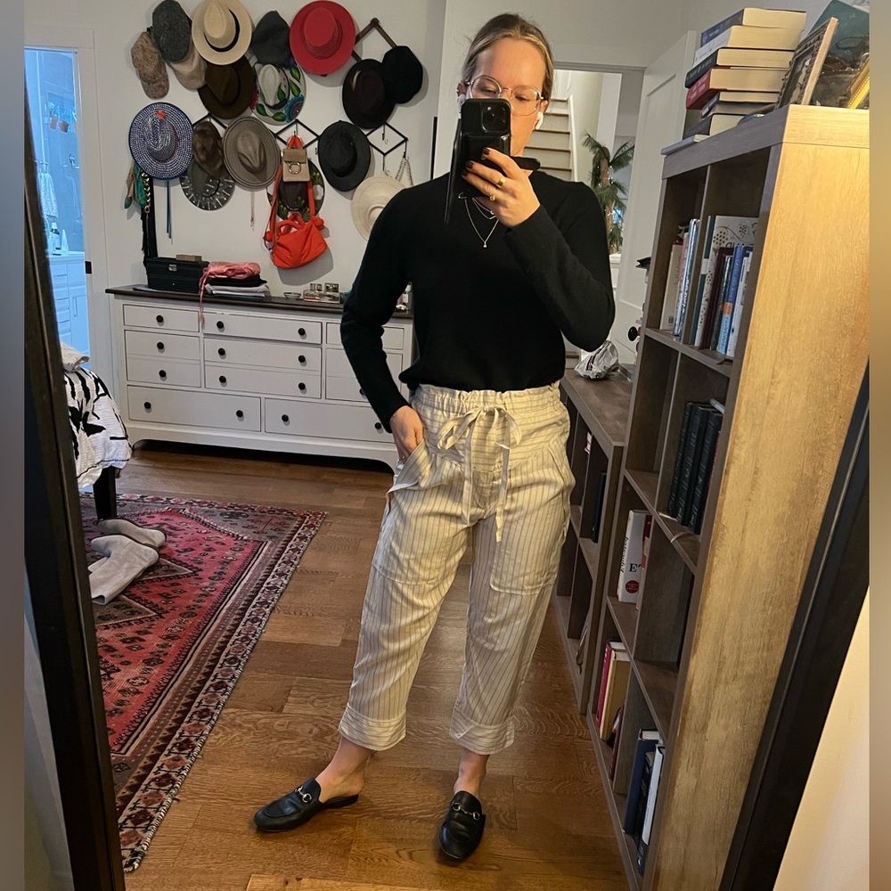 Isabel MARANT striped silk / cupro blend paper bag pants
